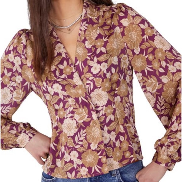 Favorite Daughter x Anthropologie Rami Sm Purple Pink Silky Double Button Front - Picture 1 of 15